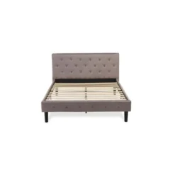 3 PC Queen Size Bed Set - Button Tufted Bed Frame --Brown Taupe Velvet Upholstered Headboard - Mahogany Finish Nightstand - NL14Q-2BF0M -Bed Frame Shop f4aee94f e4ce 4c01 a101 eb02671c7d98
