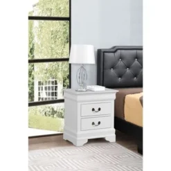 Louis Phillipe 2-drawer Wooden Nightstand - Grey -Bed Frame Shop f4e20122 a826 4875 8320 6d6df4d176f8