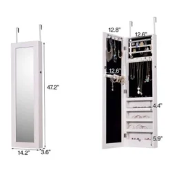 Baxton Studio Richelle Modern Wood Hanging Jewelry Armoire With Mirror - White -Bed Frame Shop f59f8851 063e 457d a19f b5c0b8454e3c