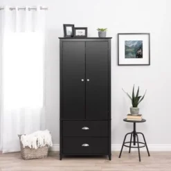 Prepac Yaletown 2-Door Armoire - Black -Bed Frame Shop f5b3c38c a8c5 482c a686 309fd6f1a46b