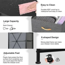 Crestlive Products Vertical Dresser Storage Tower With Wood Top - Light Gray - 6-drawer -Bed Frame Shop f5bc38e2 8132 44e4 b6fa 9490a2d1882d