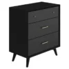 Alpine Furniture Flynn Mid Century Modern 3 Drawer Small Chest, Black - 3-drawer - Black
