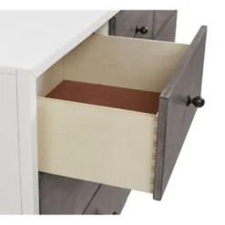 Mid-Century Modern 58" 7-Drawer Double Dresser - White/Grey/Black -Bed Frame Shop f630879f f976 4b21 b5c0 c79977f1cba3