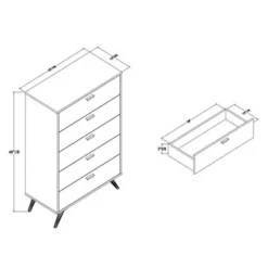 Baxton Studio Kelson Modern Dark Grey And Gold Finished Wood 5-Drawer Chest - Grey -Bed Frame Shop f66290ef 214e 4571 83cf d81943a71deb