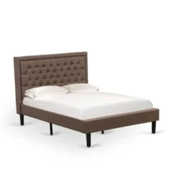 2 Piece Bed Set -Bed With Brown Linen Fabric Button Tufted Headboard - 1 Night Stand (Bed Size Options) - KD18Q-1HI0M -Bed Frame Shop f6bd4331 91d8 4891 a5c7 343245a9d34b