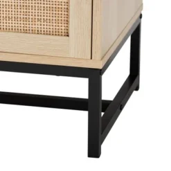 Baxton Studio Caterina Mid-Century Modern Natural Brown Finished Wood And Natural Rattan End Table With Pull-Out Shelf - Natural Brown, Black -Bed Frame Shop f73932b1 574e 4f84 b41d 8fe55f701bd3