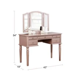 Vanity Set With Tri-Fold Mirror - Black -Bed Frame Shop f743e011 0451 4309 a99f 34242bb3fb30
