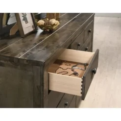 Roundhill Furniture Pavita Classic Gray Finish Sleigh Bed Set, Dresser, Mirror, Night Stand - Queen -Bed Frame Shop f76413cd c8f3 450d 8f35 ecfc40afb45b