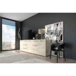 Piano Commode Dresser - White - 3-drawer