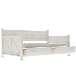 Nestfair Twin Size Daybed With 2 Large Drawers - White -Bed Frame Shop f7d7695d 8d8e 4970 af91 647aca84c341