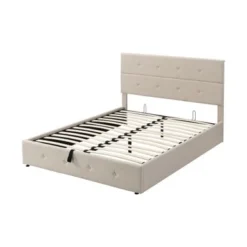 Nestfair Upholstered Platform Bed With Underneath Storage - Grey - Queen -Bed Frame Shop f7ecb7f2 6b59 44a3 aa02 3d37c626ab70