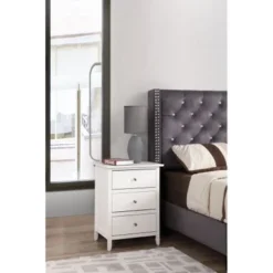 Daniel 3-drawer Transitional Wooden Nightstand - Pink -Bed Frame Shop f85bc89f b7be 4db7 9d97 4f983329ce29