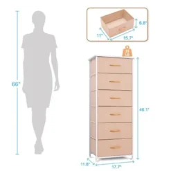 VredHom 6 Drawers Vertical Dresser Storage Tower - Grey - 6-drawer -Bed Frame Shop f903abc4 e592 4fa1 a37b 95e99f25e873