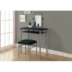 Vanity Set/ Set Of 2/ Makeup Table/ Organizer/ Dressing Table/ Bedroom/ Metal/ Laminate/ Black/ Grey/ Transitional
