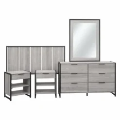 Atria 5-piece Bedroom Set With Full/Queen Headboard By Bush Furniture - Platinum Gray -Bed Frame Shop fa051179 b1c5 4a5d 8327 bf28df548824