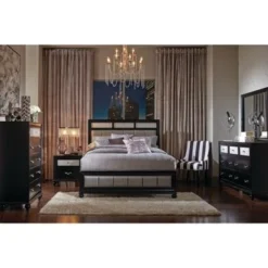 Coaster Furniture Barzini Black 4-piece Bedroom Set With Upholstered Headboard - King
