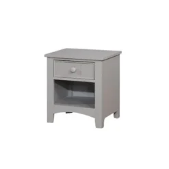 Solid Wood Night Stand With One Drawer And Bottom Shelf, Gray - 1-drawer