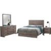 Wooden Eastern King Bedroom Set In Barrel Oak - 4 Piece