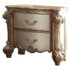 Wooden Nightstand With Two Drawers, Gold And Bone White - 2-drawer