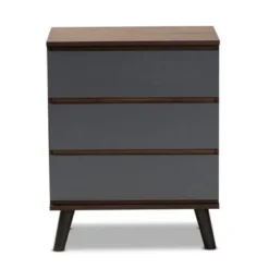 Baxton Studio Roldan Two-Tone Walnut And Grey Finished Wood 3-Drawer Bedroom Chest - Grey -Bed Frame Shop fb6235f8 3ca6 4389 9ee8 a6bdbf138547