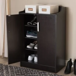 Contemporary Dark Brown Shoe Cabinet By Baxton Studio - Espresso - No Drawers -Bed Frame Shop fb7194c4 ebf9 46fc b9b5 1c26862da5d7