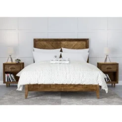Abbyson Retro Mid Century 3-piece Bedroom Set - Light Brown - Queen