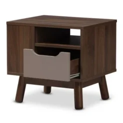 Mid-Century Brown And Grey 1-Drawer Nightstand By Baxton Studio -Bed Frame Shop fbbb22b3 065b 4b02 b4a8 e3c3a2359435