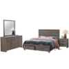 Wooden Queen Storage Bedroom Set In Barrel Oak - 4 Piece