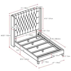 Porch & Den Richwood Tufted Fabric Queen-size Bed With Wings - Dark Grey - Wingback -Bed Frame Shop fbf13225 bc6d 4d12 bfba 8bca343bcc0d