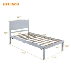 Wood Platform Bed Twin Size Platform Bed With Headboard - White -Bed Frame Shop fc0f3039 f319 4a50 b22e 0ba6b9fc08fb