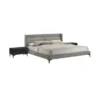 Legend 3 Or 4 Piece Gray Fabric King Or Queen Platform Bed And Nightstands Bedroom Set - King - 3 Piece
