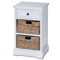Ariana Off White Solid Wood 3-drawer Storage Side Table Nightstand - Off-White - 3-drawer