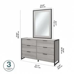 Atria 6 Drawer Dresser With Mirror By Bush Furniture - Modern Hickory -Bed Frame Shop fcd34f61 1e15 4dc1 9ceb 258cf1b7abc0