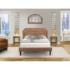 Modern 3-Piece Granbury Bed Set With A Queen Bed And 2 Antique Walnut Wood Nightstands - Brown Faux Leather And Black Legs - GB28Q-2BF08