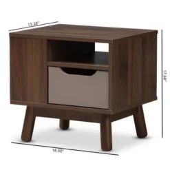 Mid-Century Brown And Grey 1-Drawer Nightstand By Baxton Studio -Bed Frame Shop fcf49763 3426 4039 95ed efde8d578240