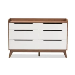 Carson Carrington Borlange 6-drawer Mid-century White/Walnut Chest - White/Walnut - 6-drawer -Bed Frame Shop fd55ed1d 3163 4c52 bcac 728b53fbcf78