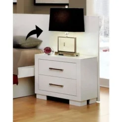 Porch & Den Lincoln Hwy White Wood/ Veneer Nightstand - 2-drawer - White -Bed Frame Shop fd612213 e776 4849 90d9 49ef08ee9b17