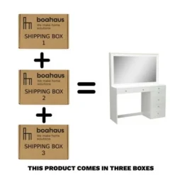 Boahaus Selene Dressing Table With LED Lights (White) - White-Gold Knobs -Bed Frame Shop fd8c331c 977a 4a83 a96f 8e021e225da0