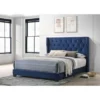 Best Quality Furniture Upholstered Panel Bed Tufted With Side Studs - Navy Blue - Queen