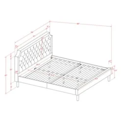 2PC Platform Bed Set - Bed With Dark Brown Faux Leather And Black Legs - A Wire Brushed Black Night Stand (Bed Size Options) - King -Bed Frame Shop fe586440 cd1b 429c b18d e4beee50bd3b