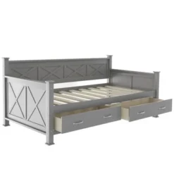 Nestfair Twin Size Daybed With 2 Large Drawers - White -Bed Frame Shop fe86045d 4d7d 434e 8229 324b8ddfa064
