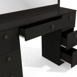 Boahaus Artemisia Modern Vanity, Black, Wide Mirror, 07 Drawers - Black-Crystal Ball Knobs -Bed Frame Shop ff154a09 8d54 413b 8987 4d0c0a793a93