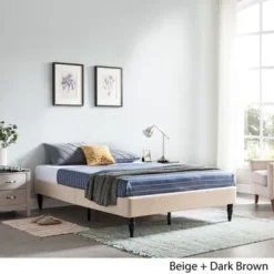 Merribee Contemporary Upholstered Queen Bed Frame With Turned Legs By Christopher Knight Home - Charcoal Gray -Bed Frame Shop ff4af19f c767 4b26 a179 8914ef5a967f