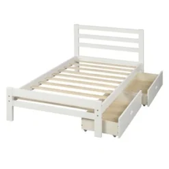 Moda Wood Platform Bed With Two Drawers - Grey -Bed Frame Shop ffa780ed 87c8 4b41 8857 4bd202674c88